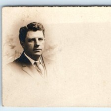 c1910s Mini Real Photo Man Portrait Calling Card Headshot 3.25" Antique C49