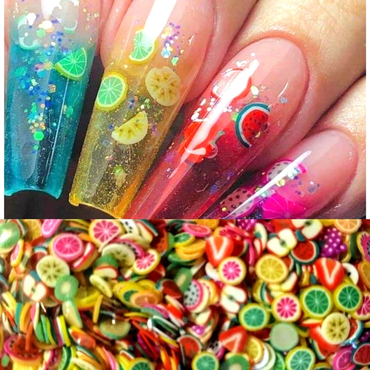 Fimos Polymer clay fruit slice nail art 3D milkbath spring summer acrylic  gel | eBay