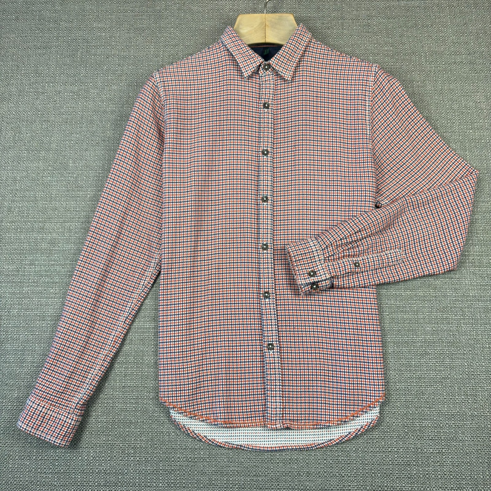 Vintage Benetton Men's Shirt M Long Sleeve Regular Fit Red White