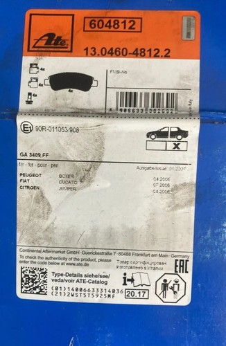 ATE brake lining, disc brake for CITROÅN FIAT PEUGEOT 13.0460-4812.2 - Picture 2 of 8