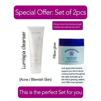 Nuskin Kissen Leuchten Schlafmaske + Lumispa Reiniger - Akne/Hautunreinheiten NEU