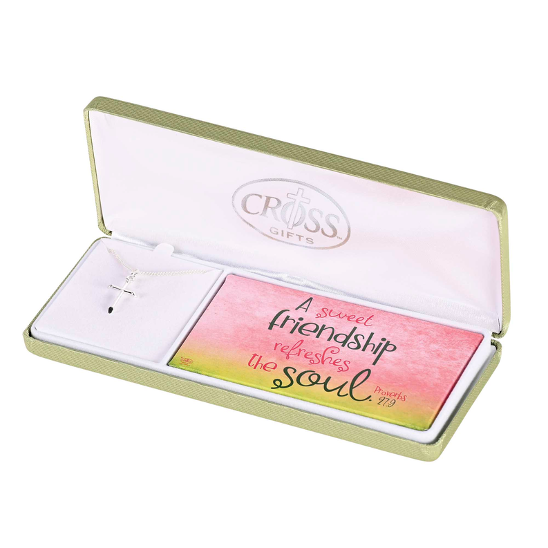 Inspirational Proverbs 27:9 Thin Round Cross Necklace-image