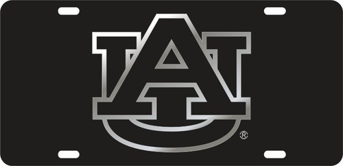 ETIQUETA DE COCHE ESPEJO AUBURN TIGRES NEGRA CON LOGOTIPO AU PLATEADO PLACA DE ACRÍLICO CORTE LÁSER - Imagen 4 de 5