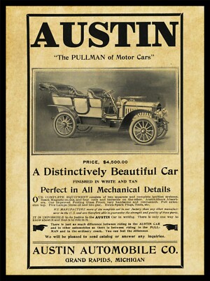 1907 Austin Automobile Co. NEW Metal Sign: Specs Listed - Grand Rapids, Michigan