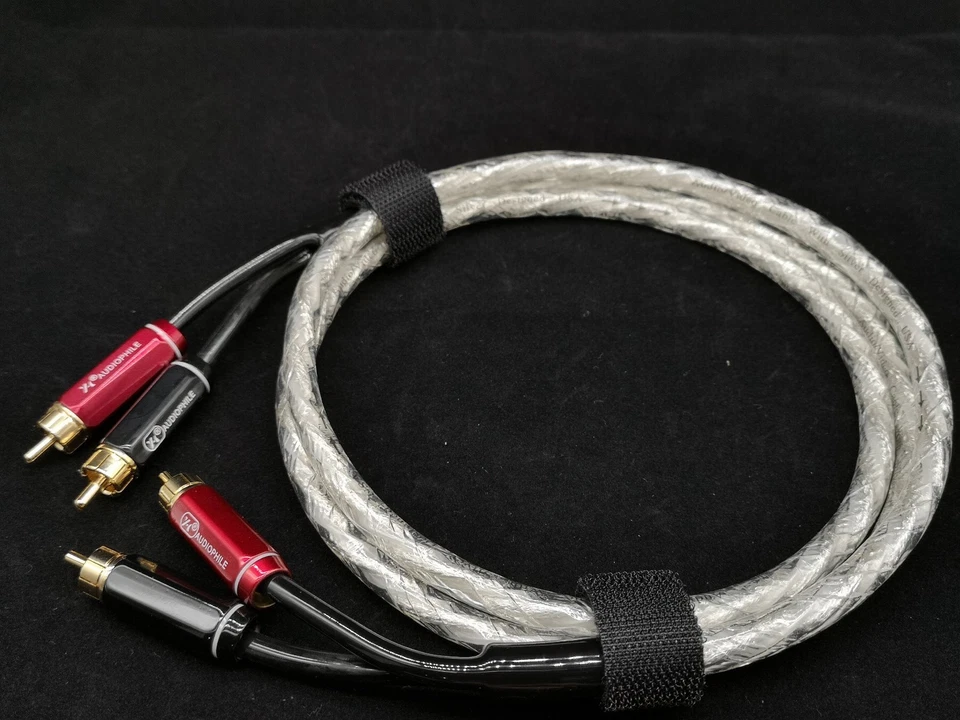 1x Pure Copper Silver Plated RCA Audio Cable Gold Plug connector  - Image 4 of 4