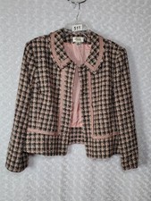 Talbots Pink and Black Tweed Blazer size 10 no buttons