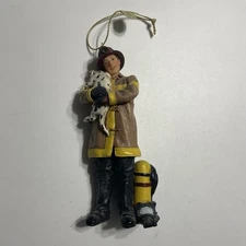 Vanmark Red Hats of Courage Fireman Ornament 4" Dog