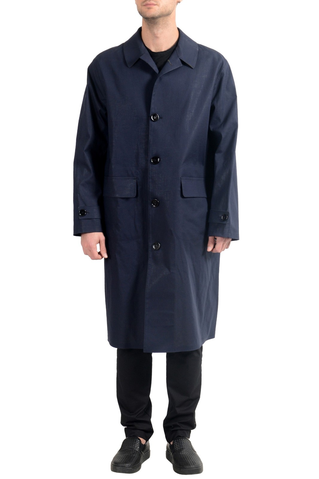 Мужской темно-синий тренч свободного покроя от Hugo Boss Garris 59790₽