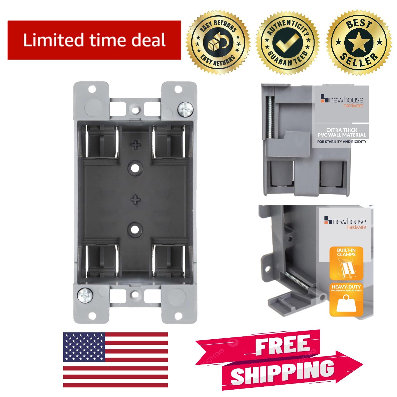 1-Gang PVC Electrical Outlet Box - 14 cu. in. Junction Box for Safe Installation