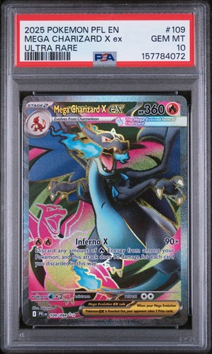 2025 POKEMON PFL EN-PHANTASMAL FLAMES ULTRA RARE #109 MEGA CHARIZARD X EX PSA 10