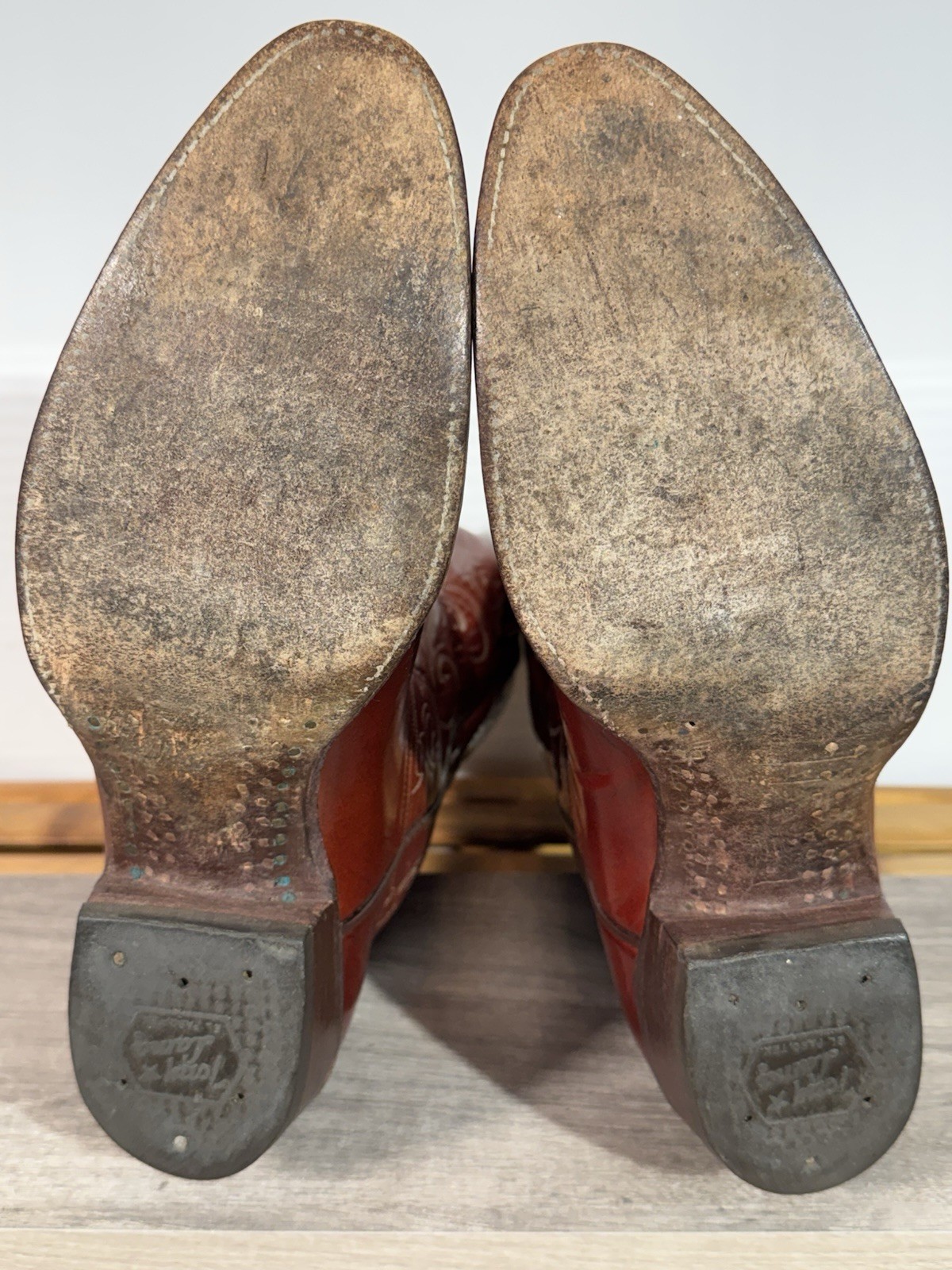 Vintage Men’s Tony Lama El Rey Cowboy Boots Size 12 D Cognac Leather Made In USA