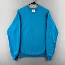 Vintage Jerzees Sweatshirt Mens Large Blue 80s 90s Raglan Crewneck USA BLANK