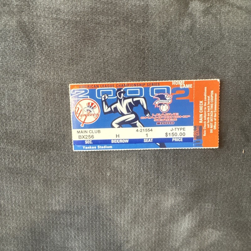 2000 ALCS ticket Stub Game 2 Yankees Mariners Championship Jeter