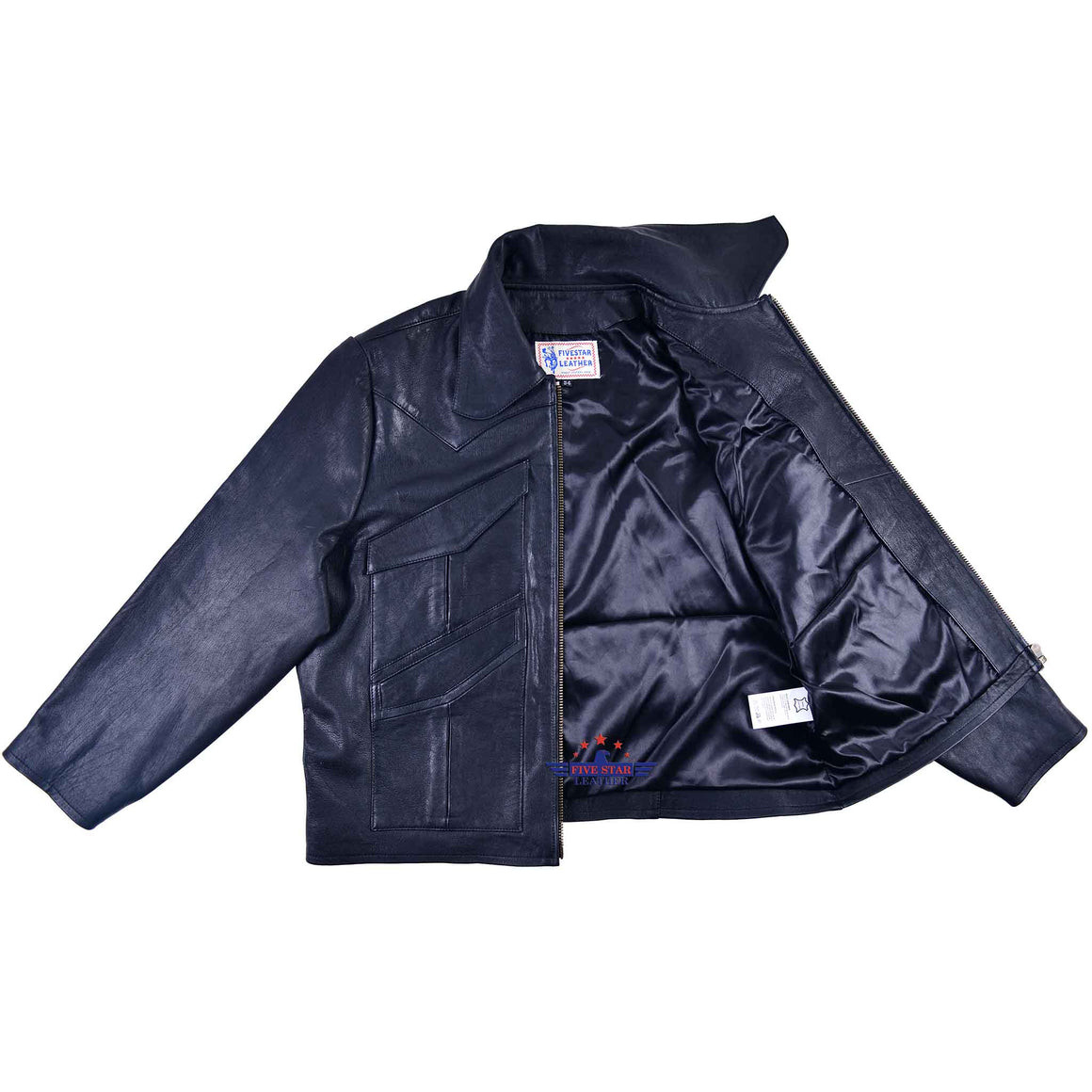 FiveStar Leather Men Vintage Fashion Winchester Black Goatskin Handmade Jacket image 4