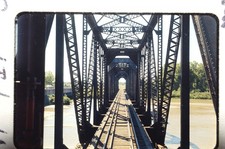 BRIDGE FROM CABOOSE grand island ne JUN-74 original 35mm train photo slide