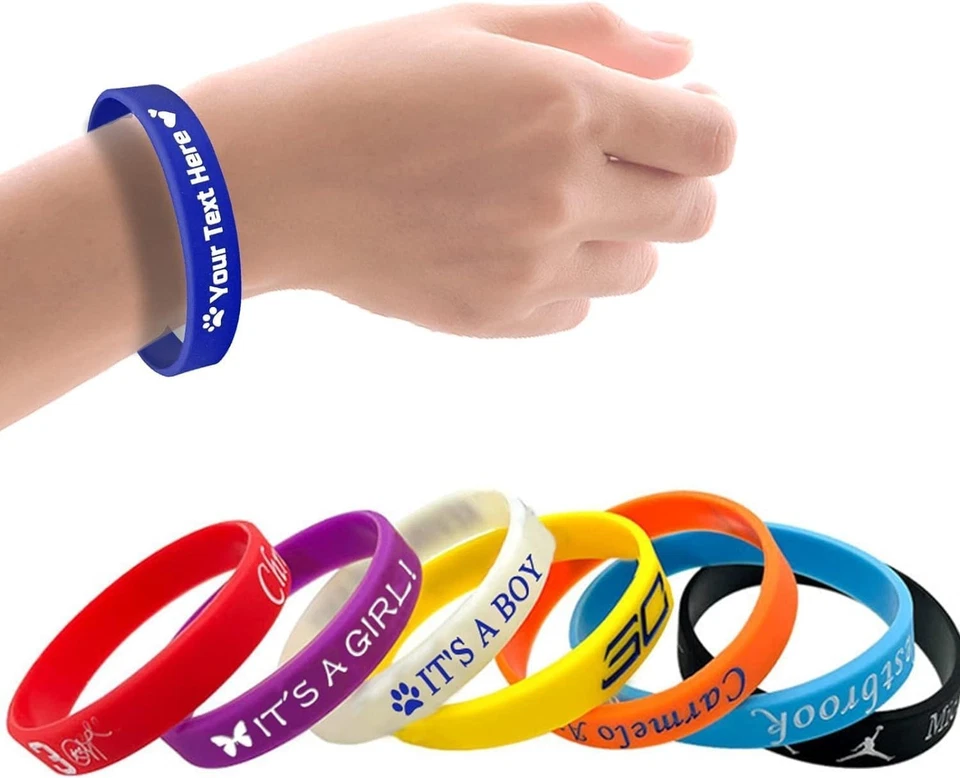 1 Pack Pulseras Silicona Grabadas Personalizadas - Pulseras Goma Personalizadas Regalo Foto 2 de 4