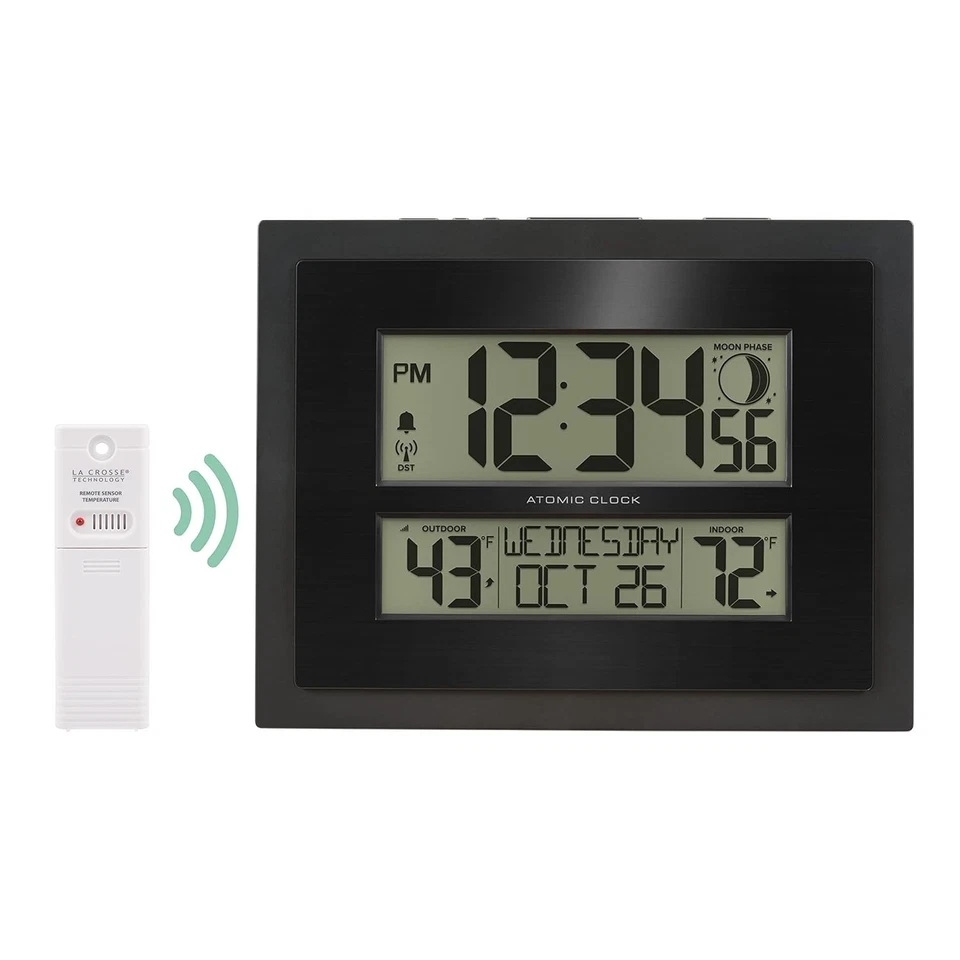 Digital Atomic Clock Plastic Outdoor Temp Moon Phase Home Office - Image 4 of 4