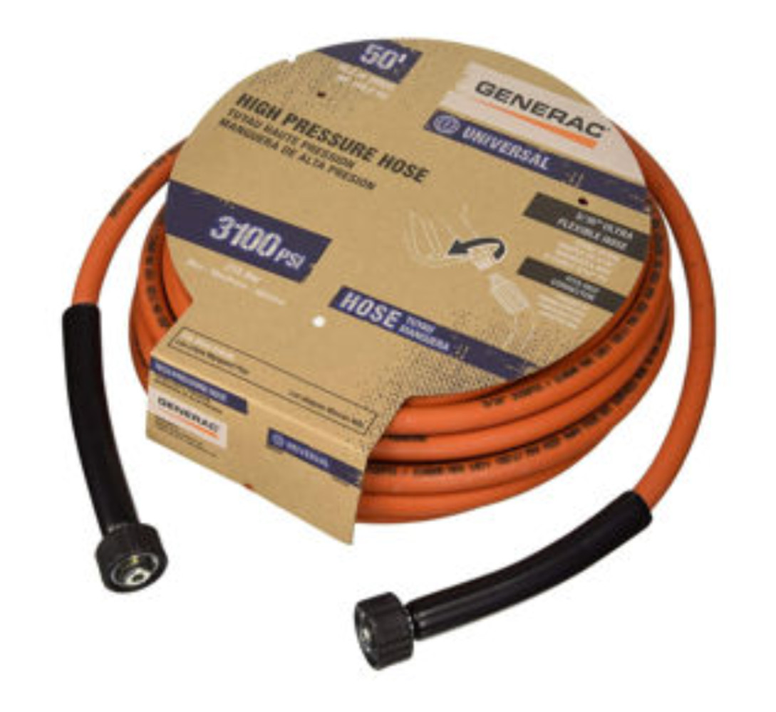 6620 Generac 50' x 5/16" Orange Pressure Washer Hose (Universal) 3100 PSI Max