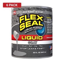 Flex Seal Family of Products Gray Liquid Rubber Sealant Coating 32 oz 6-Pack 