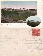 Postcard Rosice u Chrasti (bei Chrudim) 2 Bild: Stadt und Straße 1911
