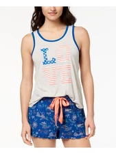 JENNI Intimates Gray By Jennifer Moore Print Sleep Shirt Pajama Top M