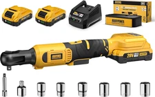 3/8" Cordless Ratchet Wrench Set, 60Ft-Lbs(80N.M) Electric Ratchet, 2 X 20V Char