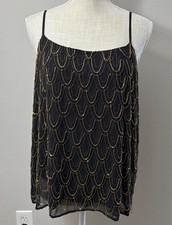 NEW Alice Olivia Norah Embellished Flapper-Inspired Tassel Cami Tank Top Large