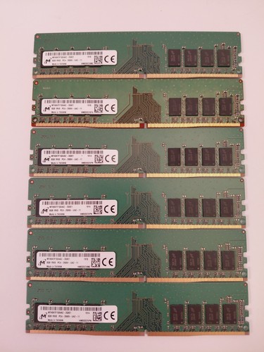 Lot of 6 Micron 8GB DDR4 UDIMM 1Rx8 Desktop Memory RAM MTA8ATF1G64AZ-2G6E1