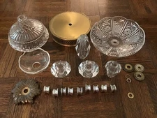 VTG Chandelier Parts Crystal  7 1/2” BOBECHE & Spacers Lot