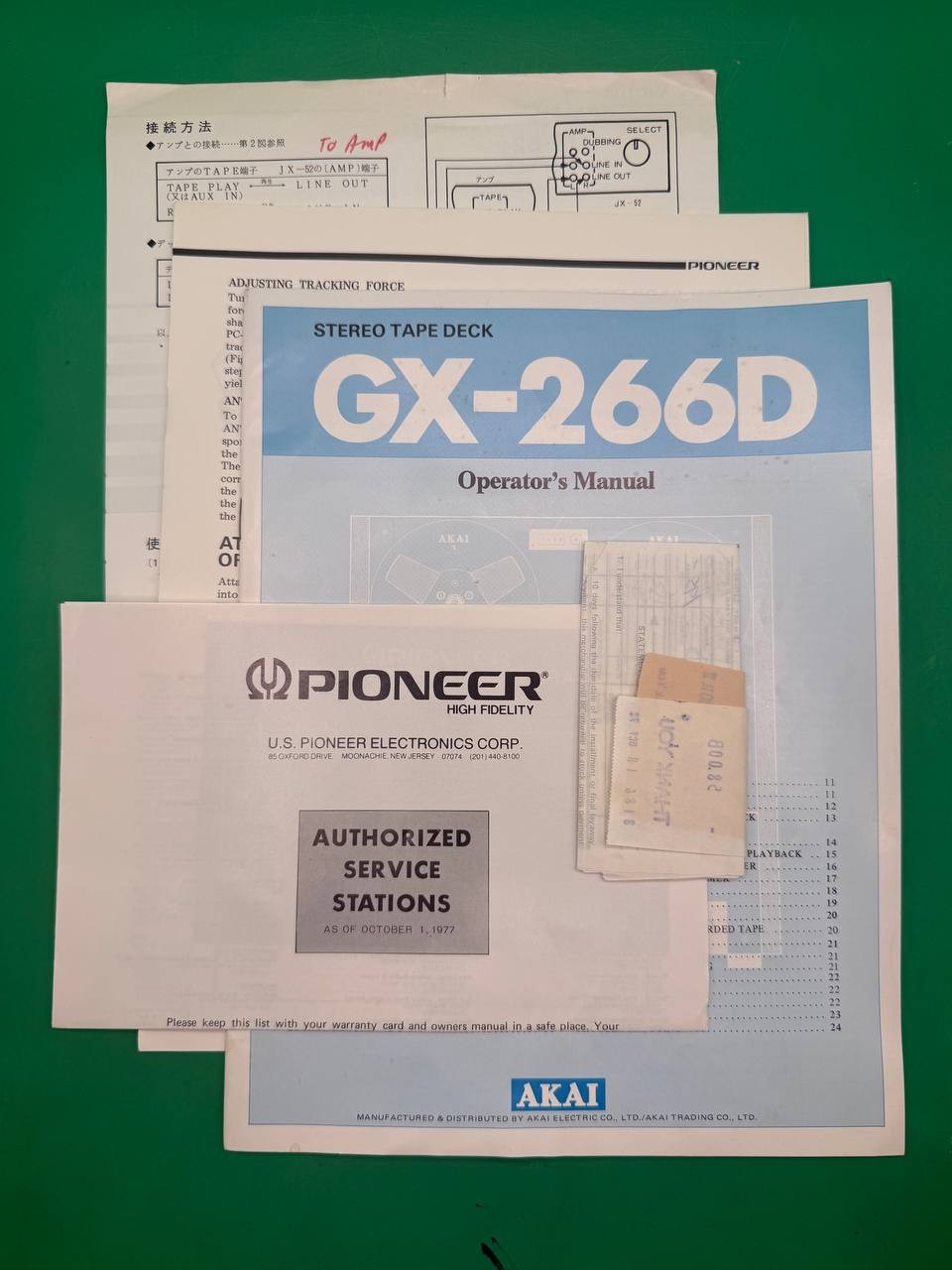 Lot Akai GX-266D Manual Pioneer Warranty Service Docs Fuses EN