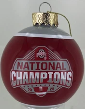 Ohio State Buckeyes 2024 Football National Champions Glass Ball Ornament NEW