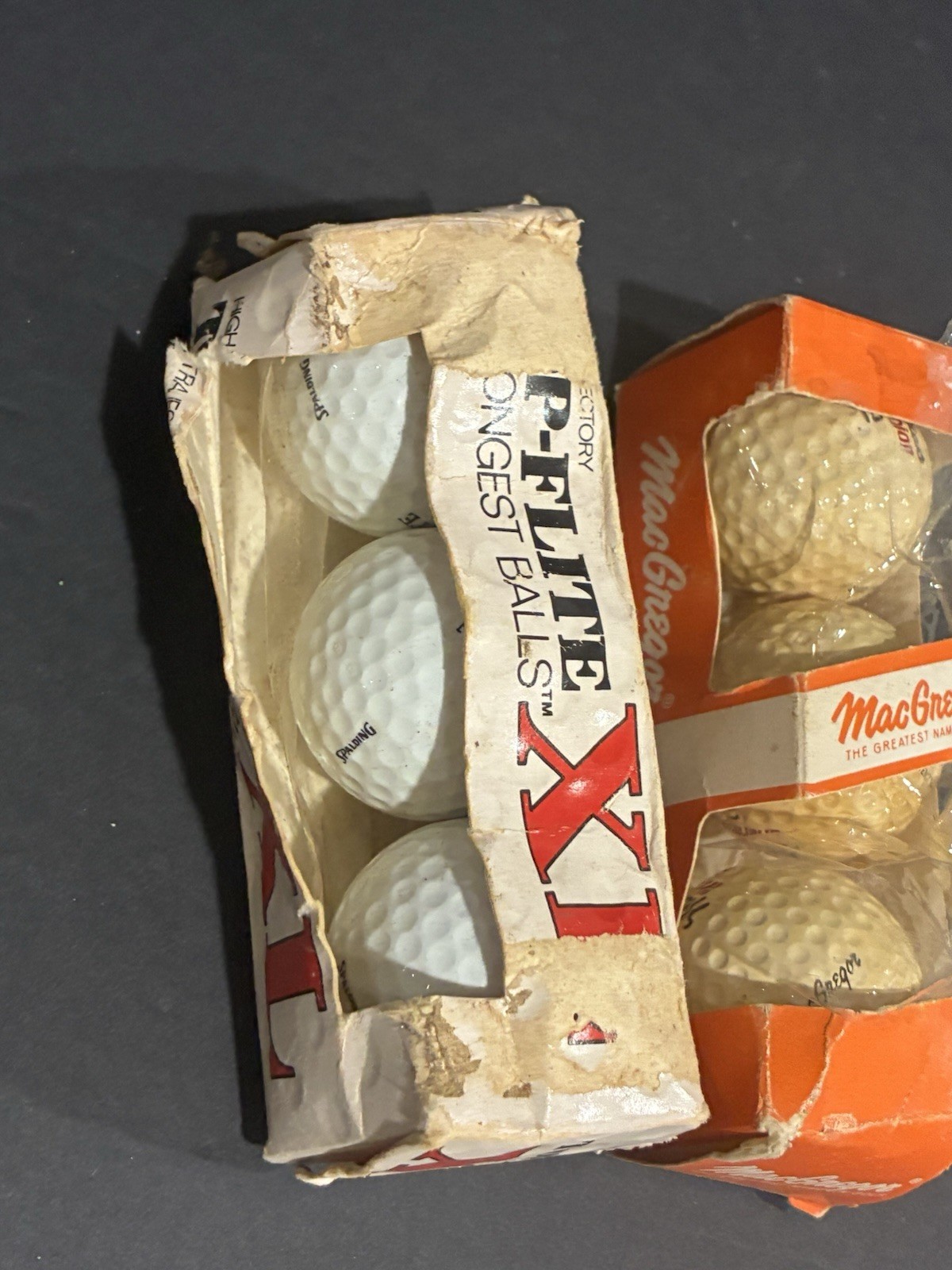 Six Vintage Golf Balls: Spalding Top Flite XL and MacGregor Nicklaus Champion 2