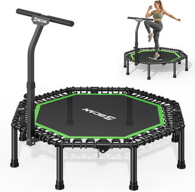BCAN 51'' Octagonal Mini Fitness Trampoline with Adjustable Handle, Max 450Lbs