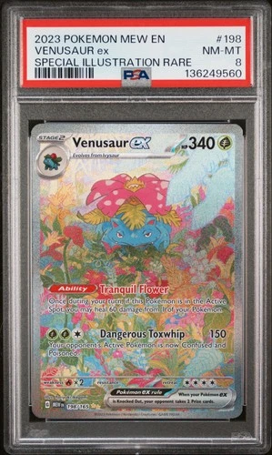 2023 POKEMON MEW EN-151 SPECIAL ILLUSTRATION RARE #198 VENUSAUR EX PSA 8