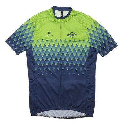 CUORE Herren Radtrikot grün & marine L Kurzarm Rundhals Reißverschlusstasche
