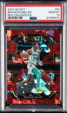 2023-24 Select Concourse Brandon Miller #80 Red Cracked Ice Prizm (RC) PSA 10