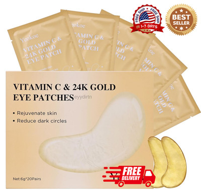 Under Eye Patches for Dark Circles Puffy Eyes 24k Gold Vitamin C Face Masks 20