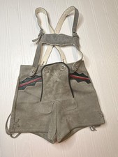 Vintage Size 1 Oktoberfest German Suede Lederhosen Shorts Suspenders 19" Waist