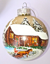 Edle " KREBS-GLAS Lauscha " Eine Landschafts- Weihnachtskugel mit Glitter Ø 8 cm