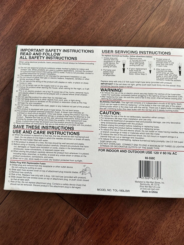 New Holiday Time clear Lights 100 Indoor Outdoor Flashing or Steady 32 Feet NIB - Image 2 of 2