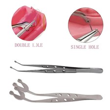 Medical Steel Suture Forceps Single Double Hole Dual Tip Options