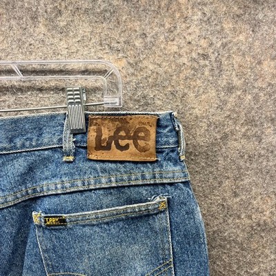 Lee Jeans Mens 38x32 Blue Denim Straight Acid Wash Classic Vintage