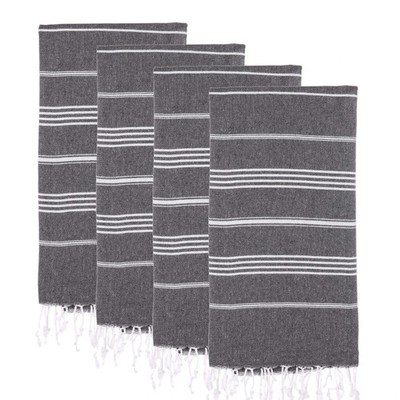 Black Turkish Beach Towel Set of 4 - 100% Cotton Extra Large Turkish Towel