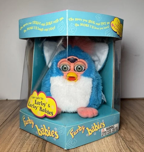 Vtg 1999 Furby Babies Color Baby Blue & Pink Green Eyes Baby NEW Sealed