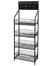 NEW Black Retail Display Rack 5 Shelf Hooks Merchandiser Snacks Candy Sturdy