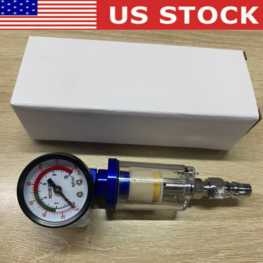 1/4" Spray Gun Air Regulator Gauge Air Pressure Regulator Paint Gun