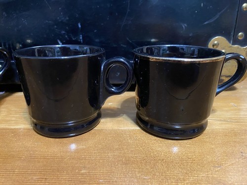 4 Vintage Hall Black and Gold Tom & Jerry Eggnog Christmas Spirits Punch Mugs - Picture 3 of 8