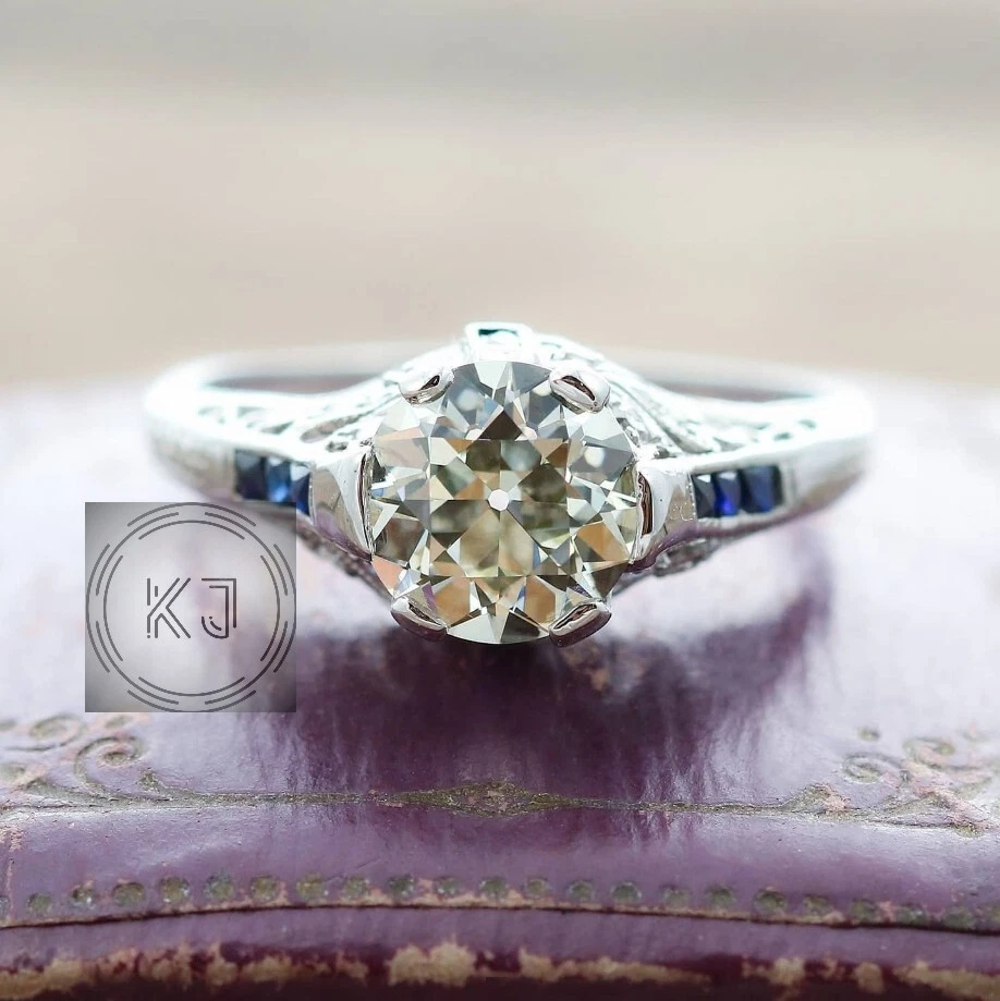 4.25 Ct 10 MM Champagne OEC Round VVS1 Moissanite Sapphire 14K