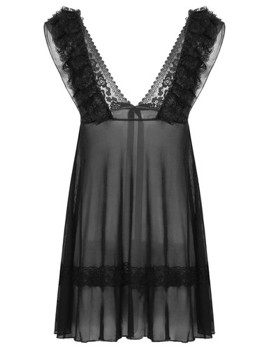 Mens Sissy Cross-Dressing Lingerie Nightgowns Sheer Lace Dress Pajamas Sleepwear - Picture 37 of 45