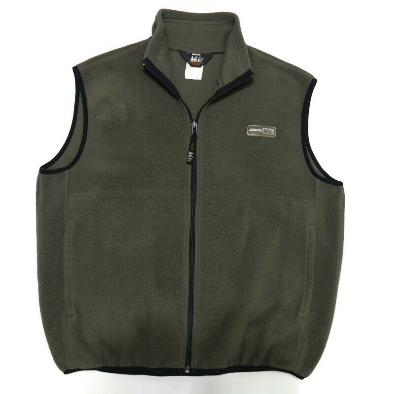 REI Mens Medium Full Zip Fleece Vest Brown Gray Polyester REI Mens Medium Full Zip Fleece Vest Brown Gray Polyester